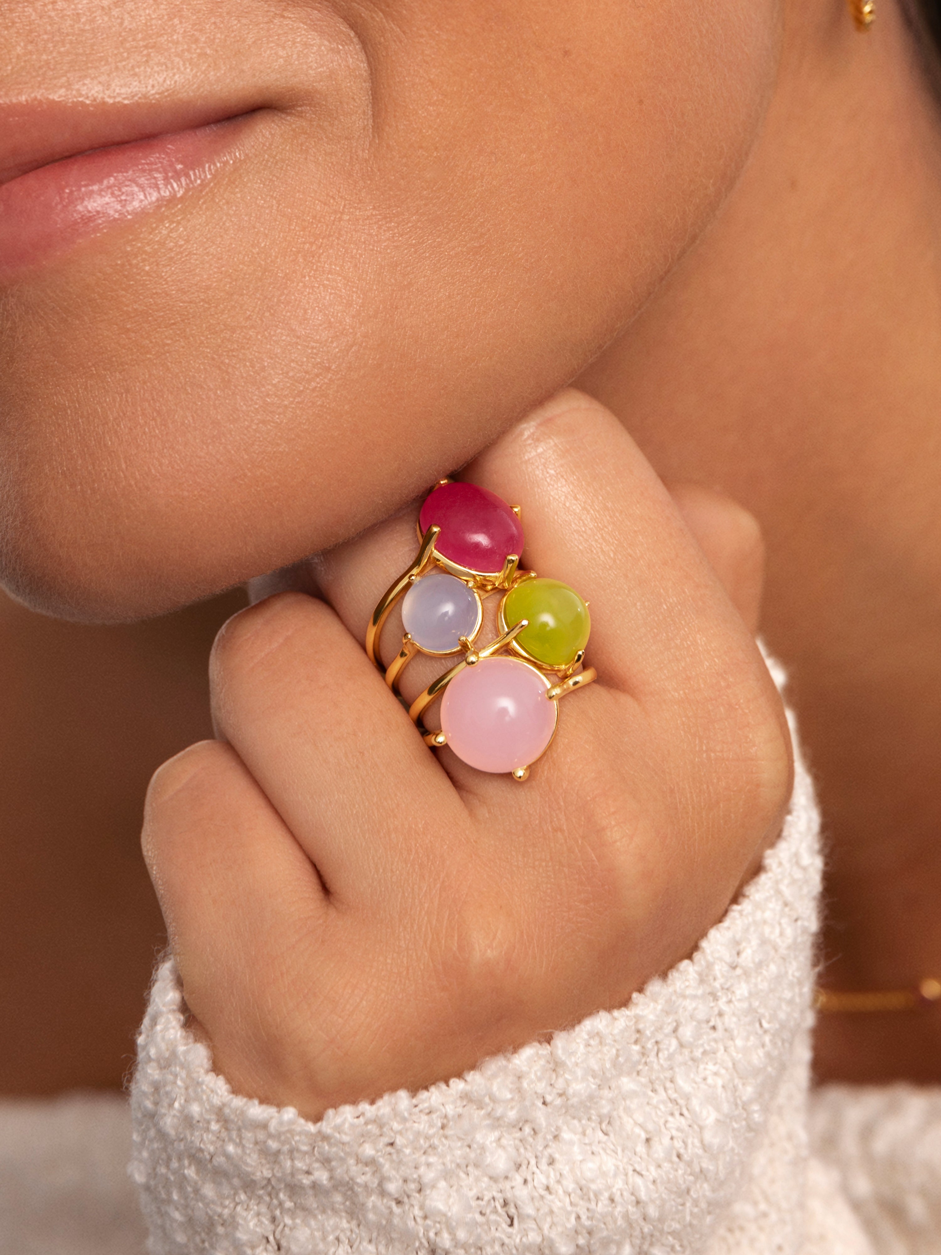 Anillo Celebrate Azul Baño Oro