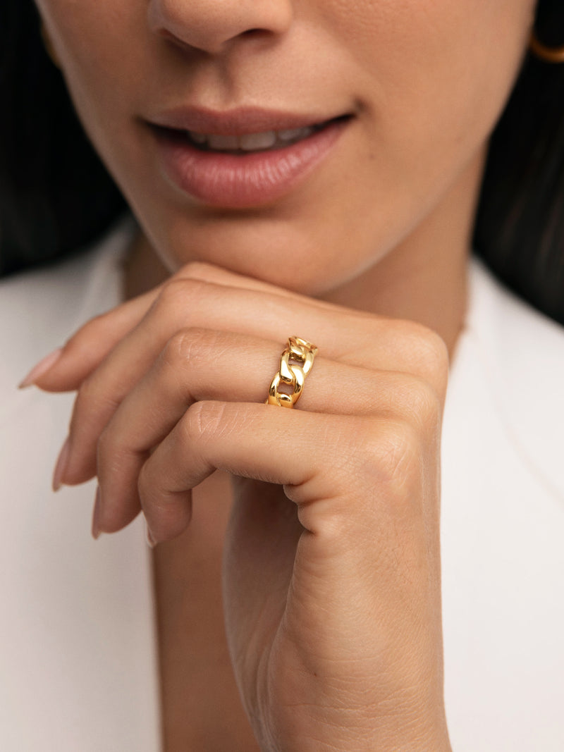 Chunky Glieder Ring Edelstahl, vergoldet