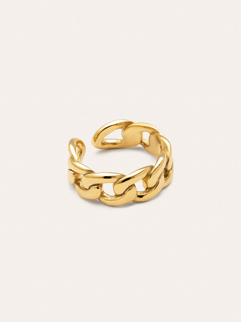 Chunky Glieder Ring Edelstahl, vergoldet