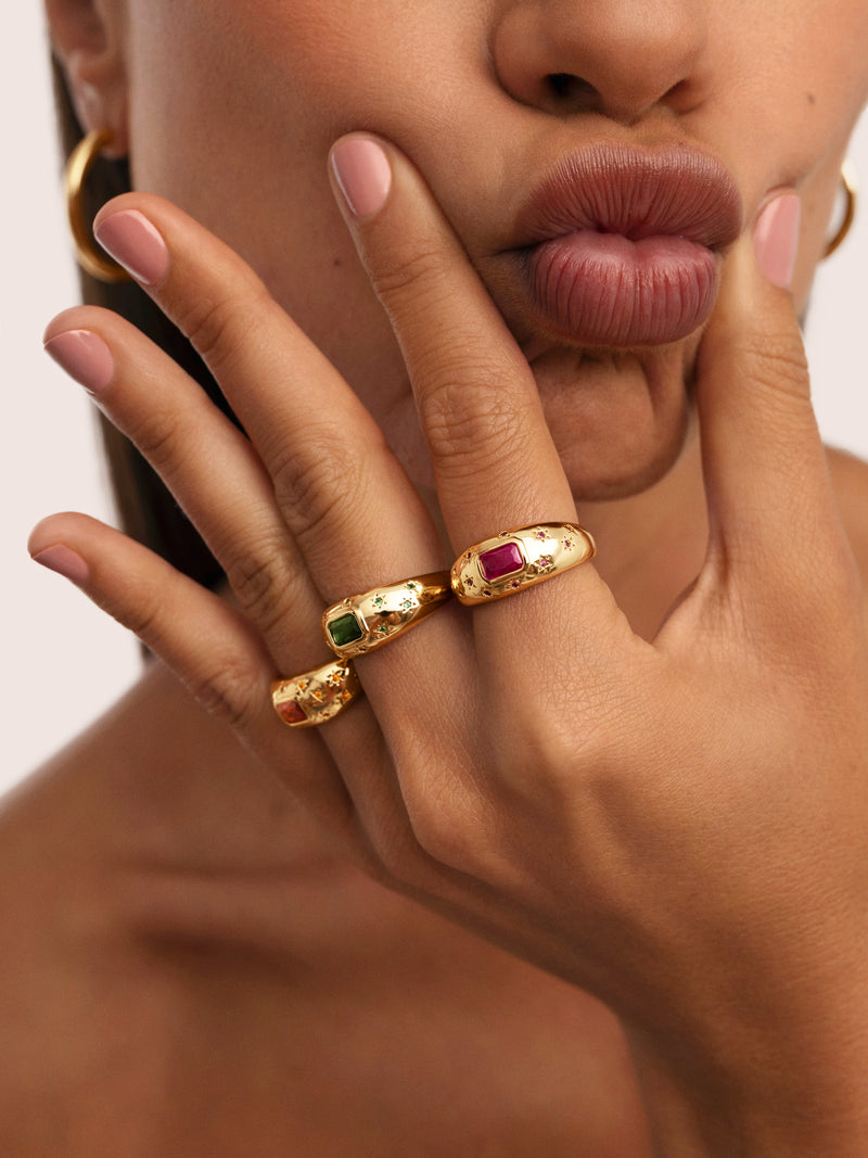 Charlotte Smaragd Ring, vergoldet