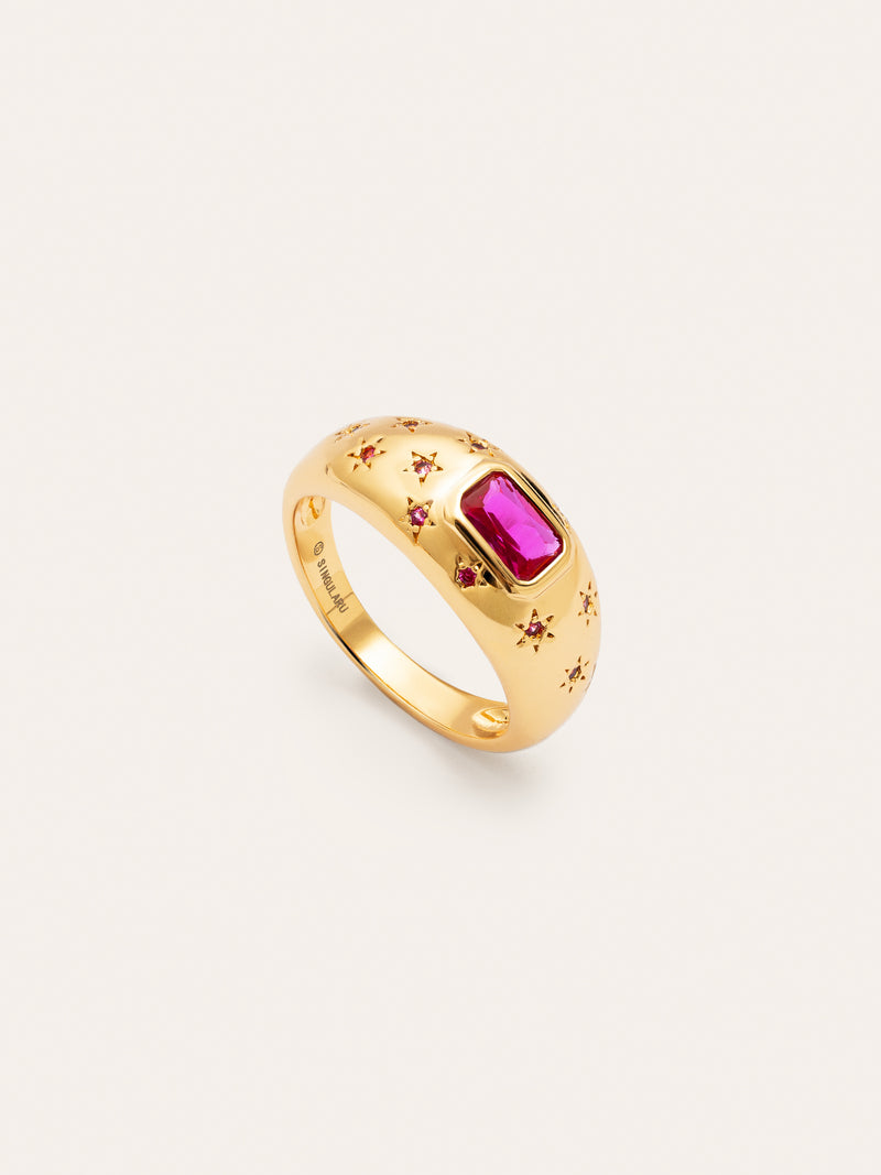 Charlotte Smaragd Ring, vergoldet