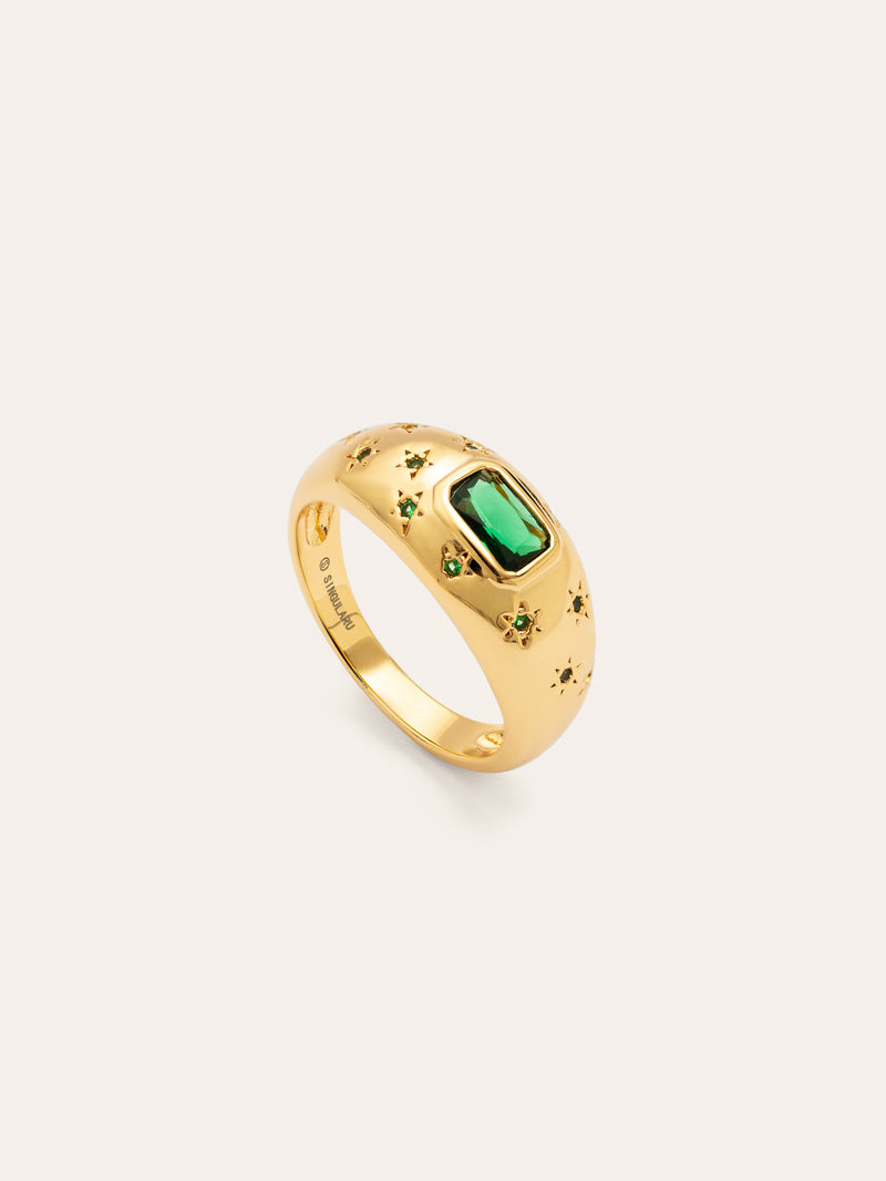 Charlotte Smaragd Ring, vergoldet