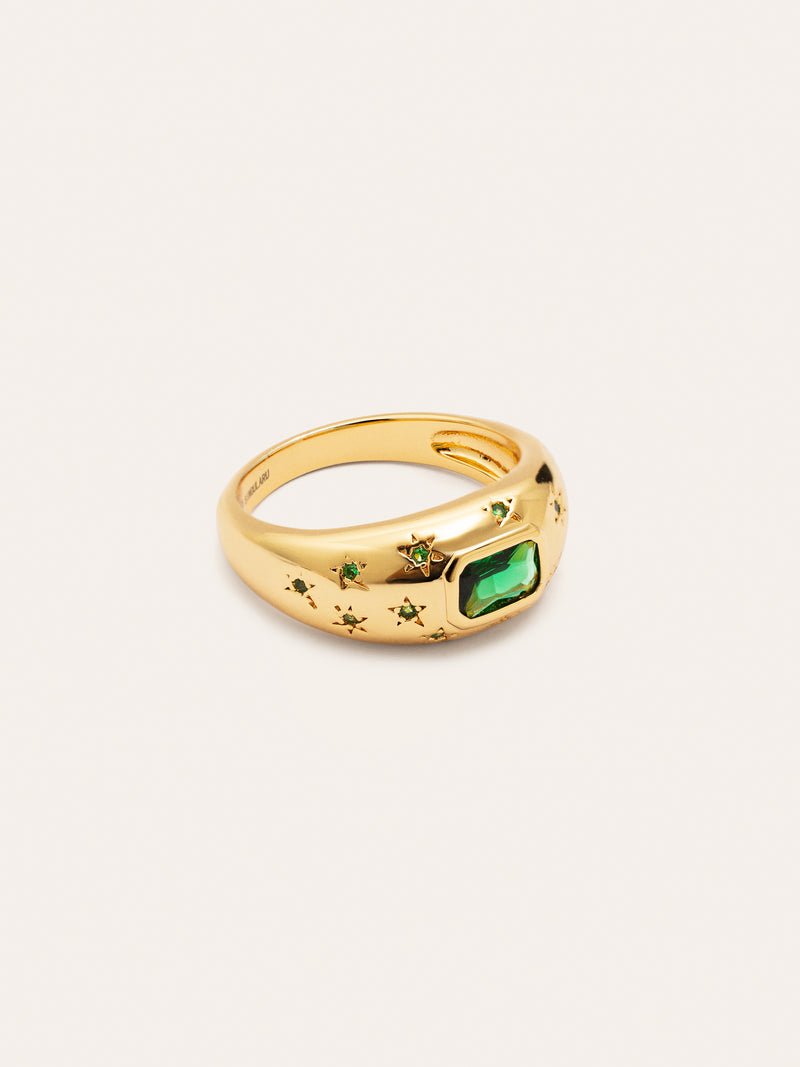Charlotte Smaragd Ring, vergoldet