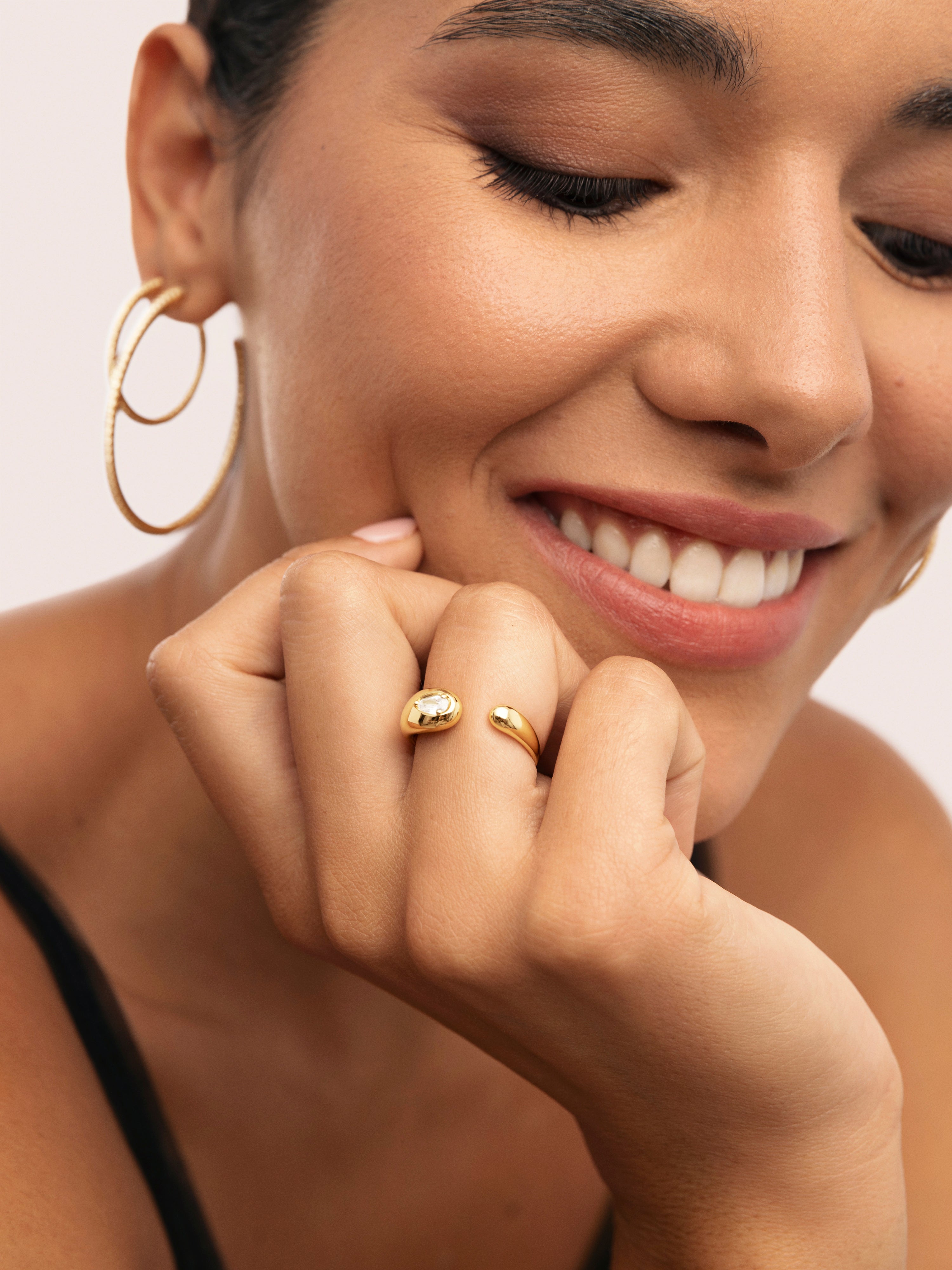 Anillo Doble Gota Spark Baño Oro