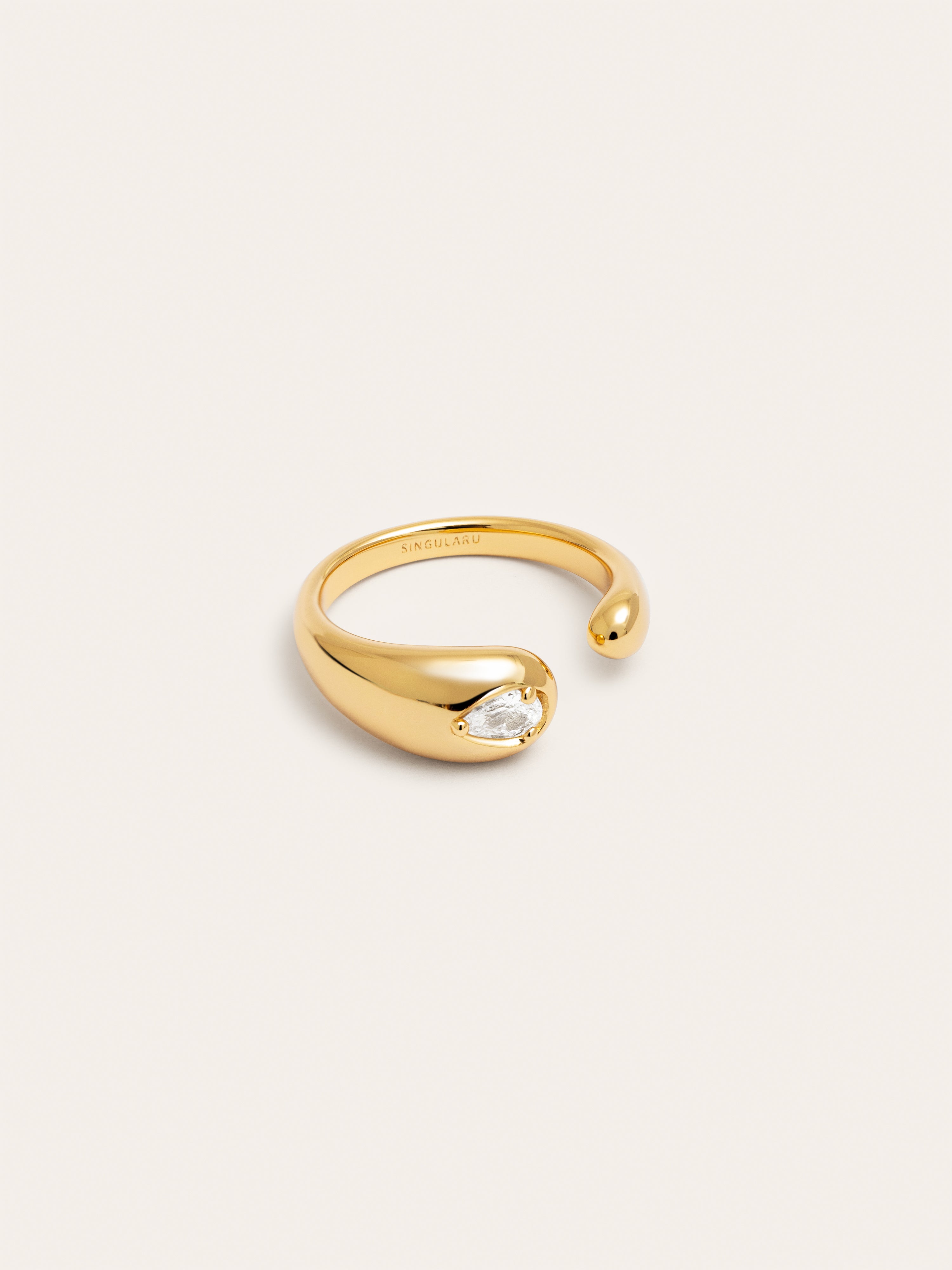Anillo Doble Gota Spark Baño Oro