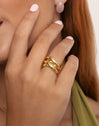 Anello Double Cross Acciaio Placcato Oro