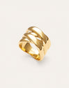 Anello Double Cross Acciaio Placcato Oro