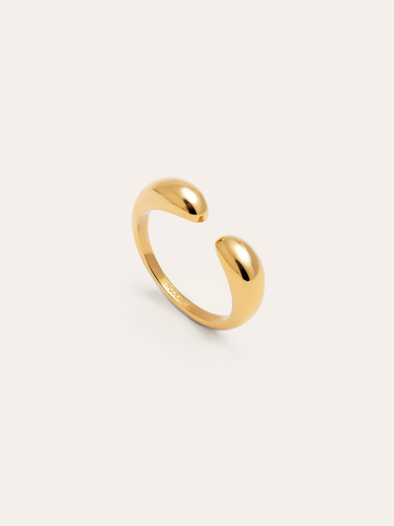 Doppel-Drop Ring, Edelstahl, vergoldet