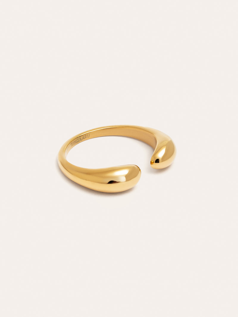 Doppel-Drop Ring, Edelstahl, vergoldet
