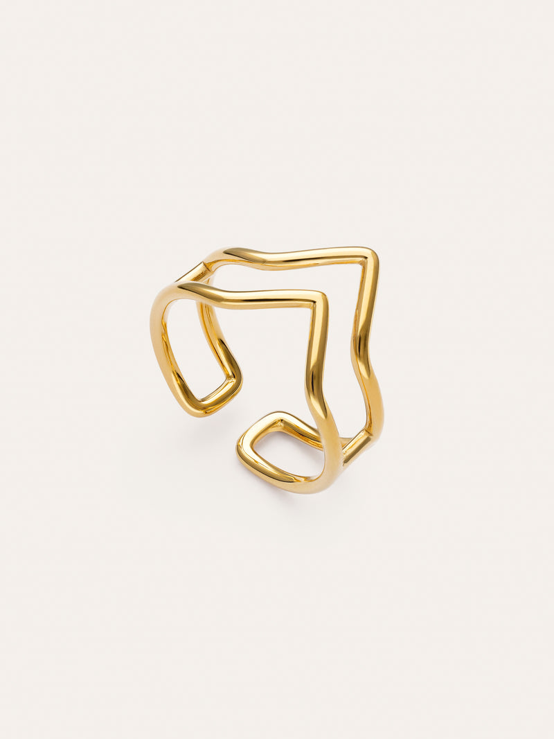 Ring Double Peak Edelstahl mit 18kt Goldbeschichtung