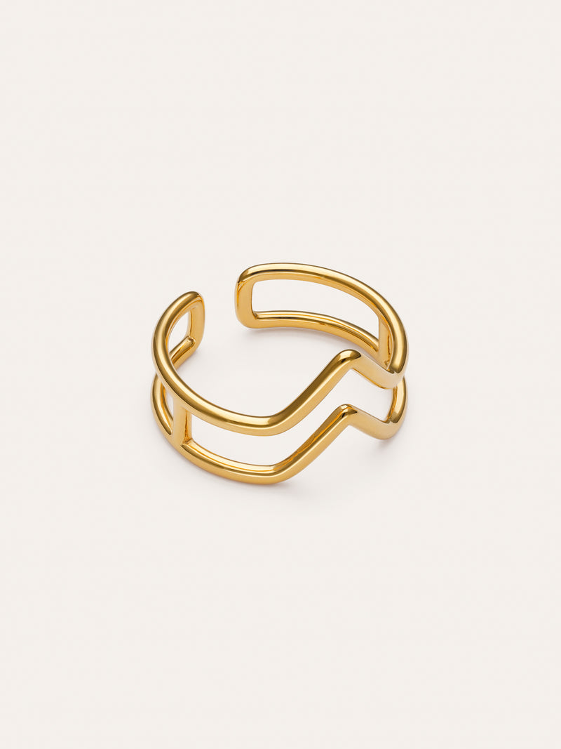 Ring Double Peak Edelstahl mit 18kt Goldbeschichtung