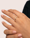 Anillo Doble Peak Pink Plata Baño Oro