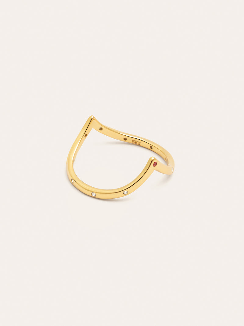 Bague Double Peak Pink Argent Plaqué Or