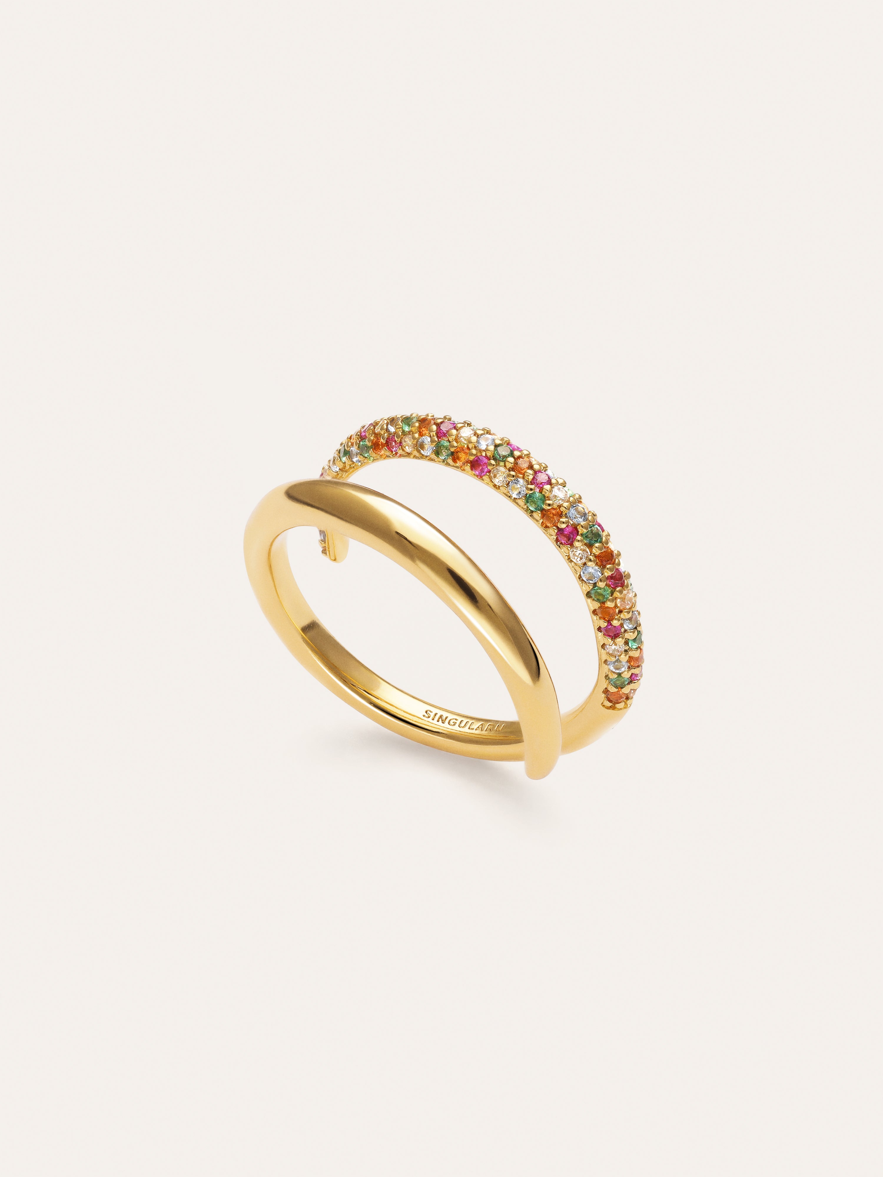 Anillo Doble Scarlett Dance Baño Oro