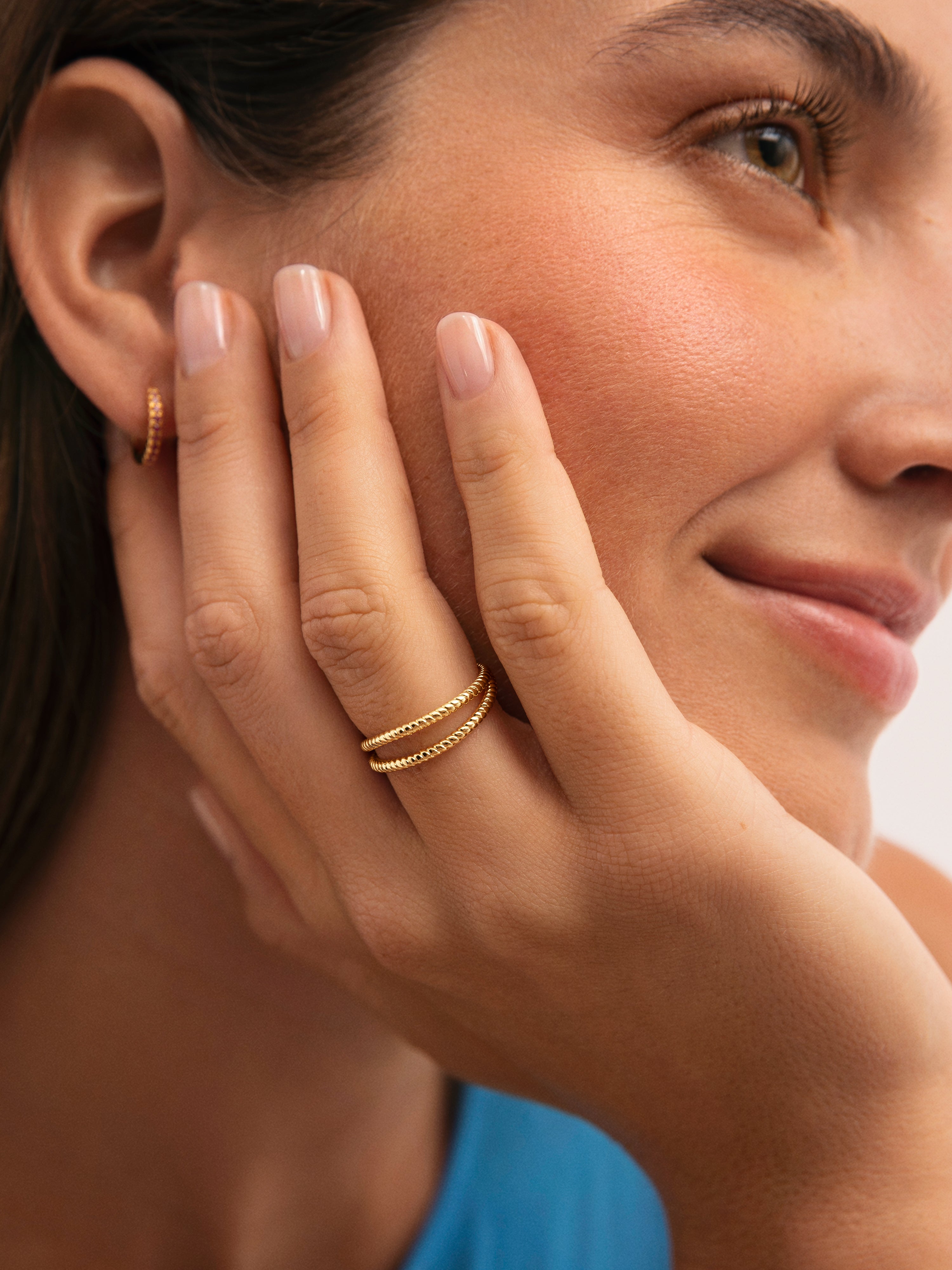 Anillo Doble Twist Baño Oro