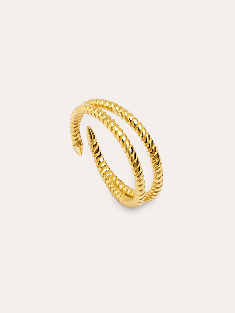 Twist Doppel Ring Silber, vergoldet