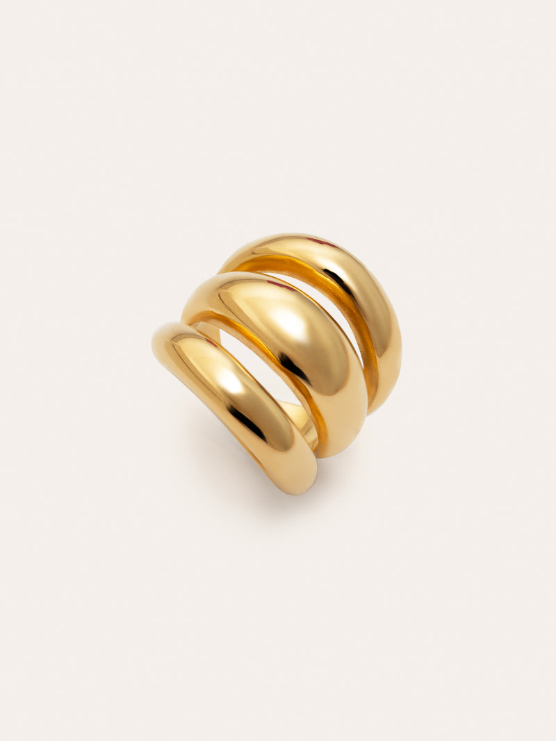 Bague Dune Aire Acier Plaqué Or