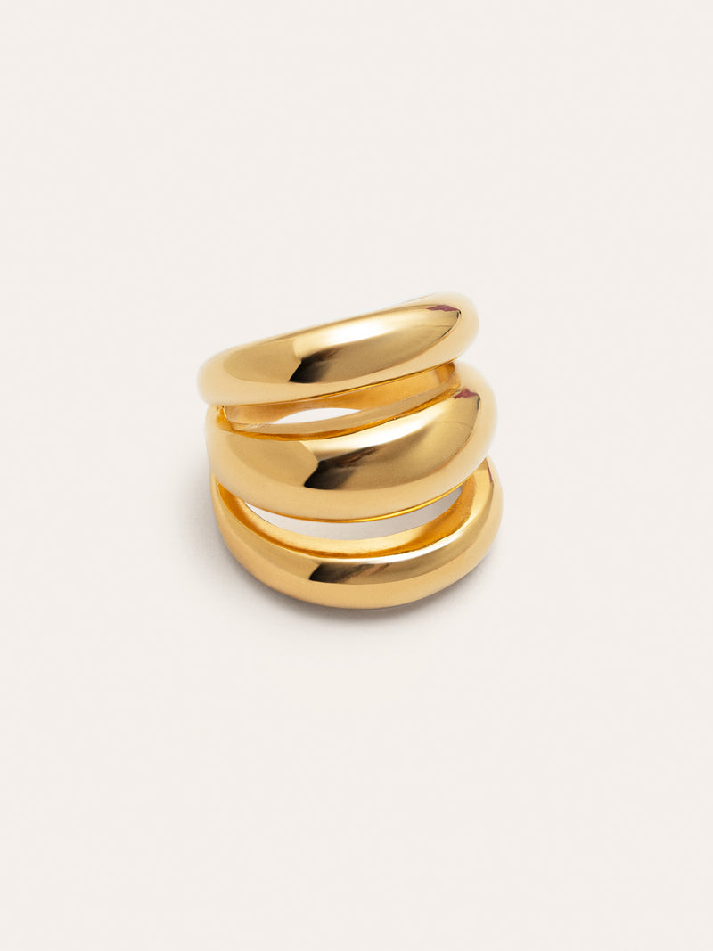 Bague Dune Aire Acier Plaqué Or