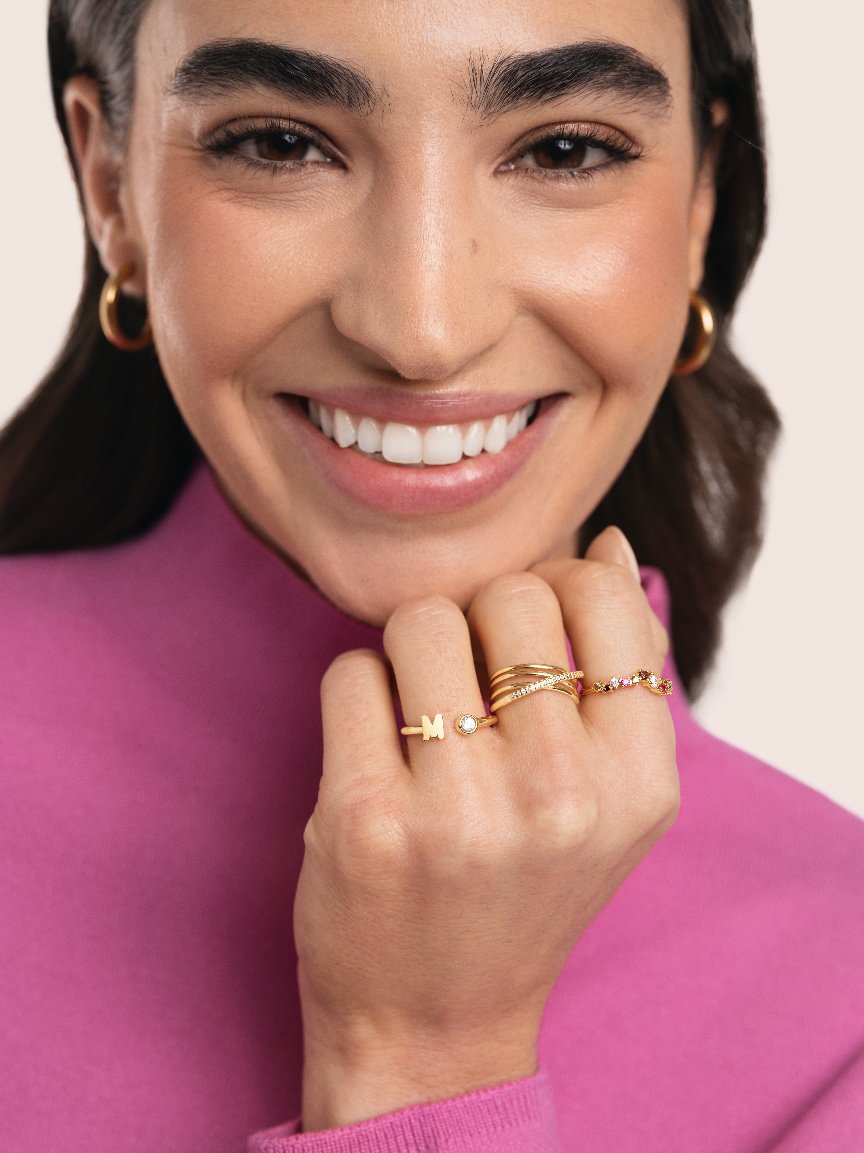 Letter Diamond Personalized Gold Ring