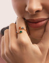 Drop Stones Ring 18kt Gold Plated