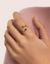 Drop Stones Ring 18kt Gold Plated