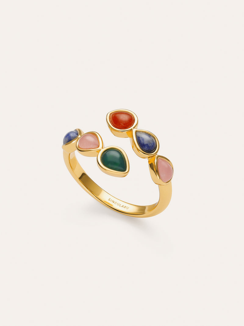 Drop Stones Ring 18kt Gold Plated