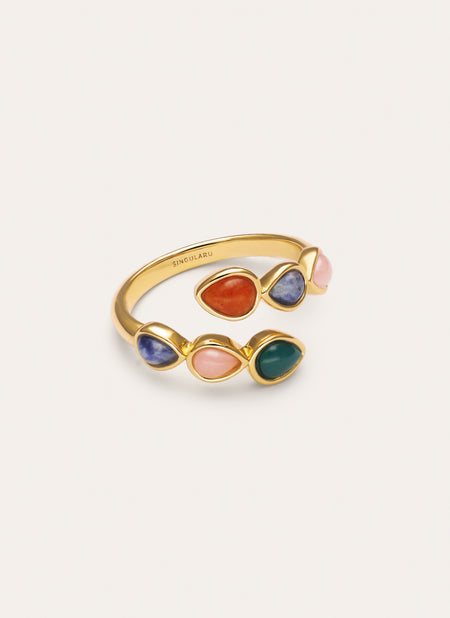 Anillo Gota Stones Baño Oro