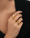 Blatt Ring Edelstahl, vergoldet