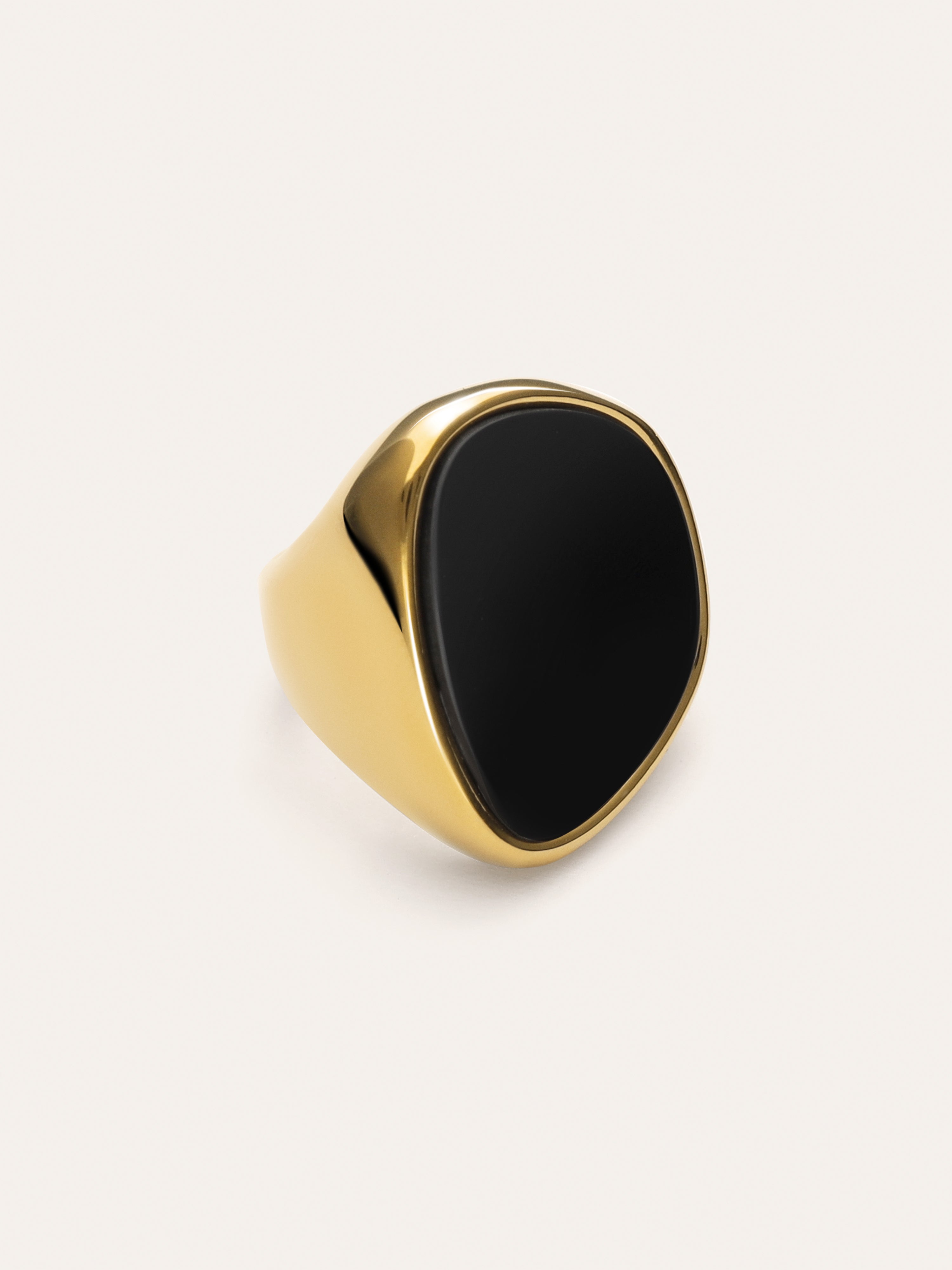 Ibiza Black Ring Edelstahl, vergoldet