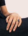 Indigo Blau Ring Edelstahl vergoldet