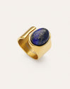 Indigo Blau Ring Edelstahl vergoldet