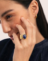 Indigo Blau Ring Edelstahl vergoldet