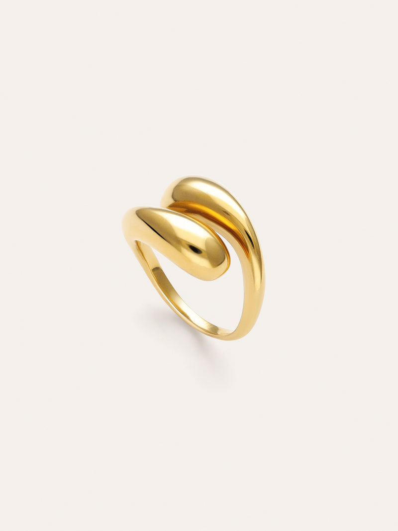 Bague Maxi Abbraccio Acier Plaqué Or