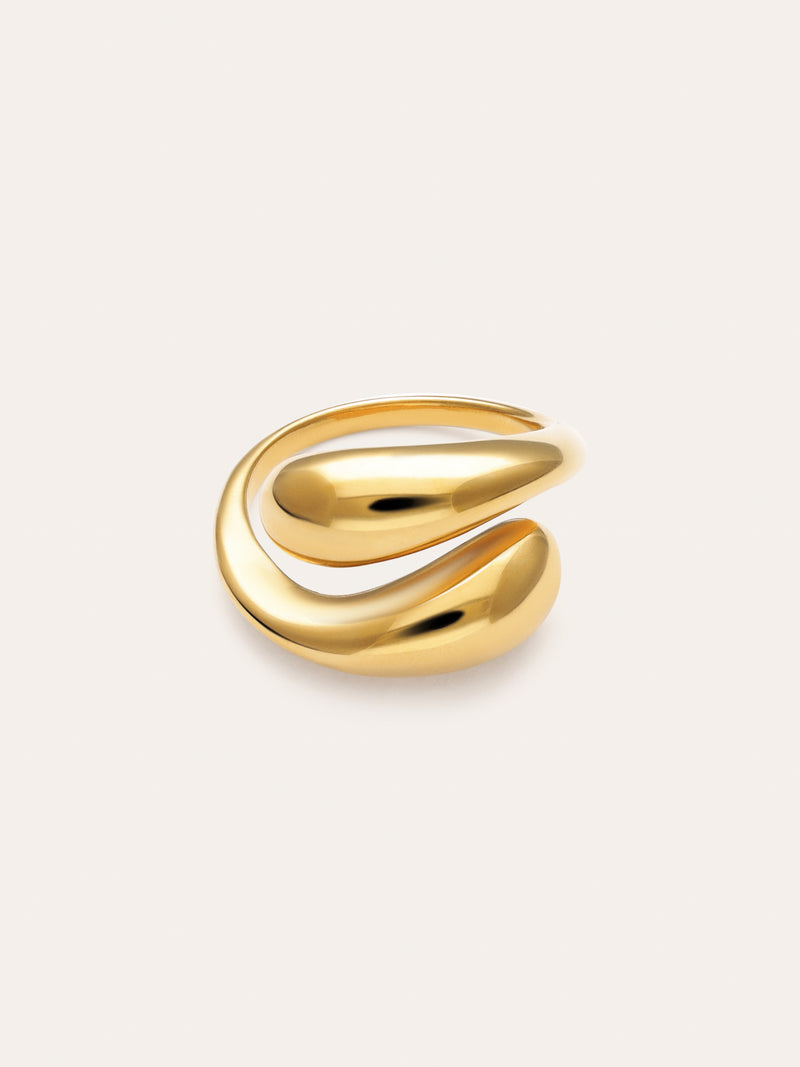 Bague Maxi Abbraccio Acier Plaqué Or