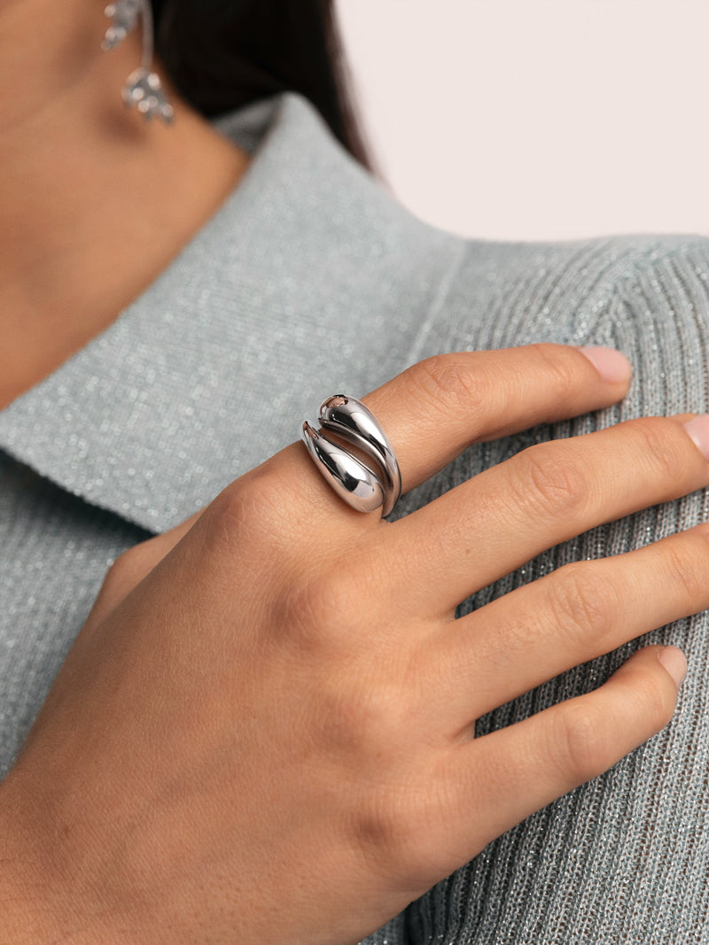 Bague Maxi Abbraccio Acier