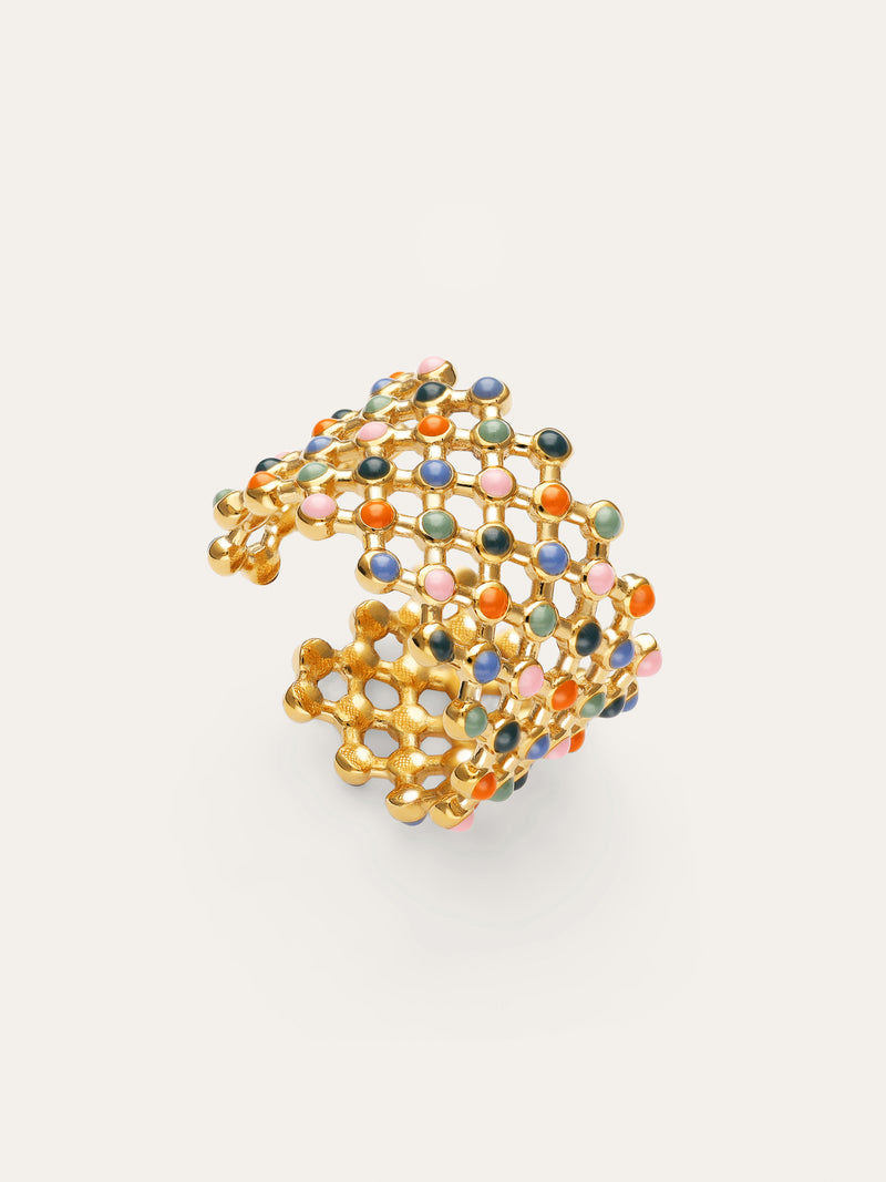 Mini Bomb Enamel Ring Edelstahl, vergoldet