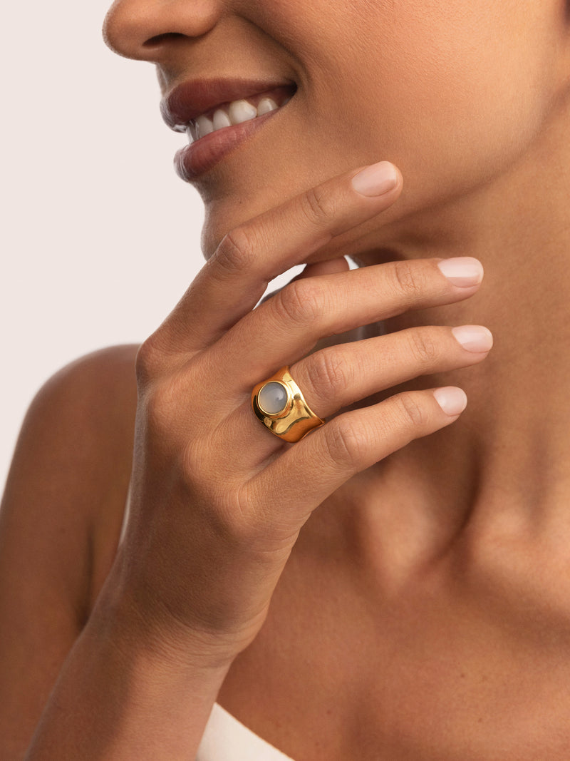 My Blue Stone Ring, vergoldet