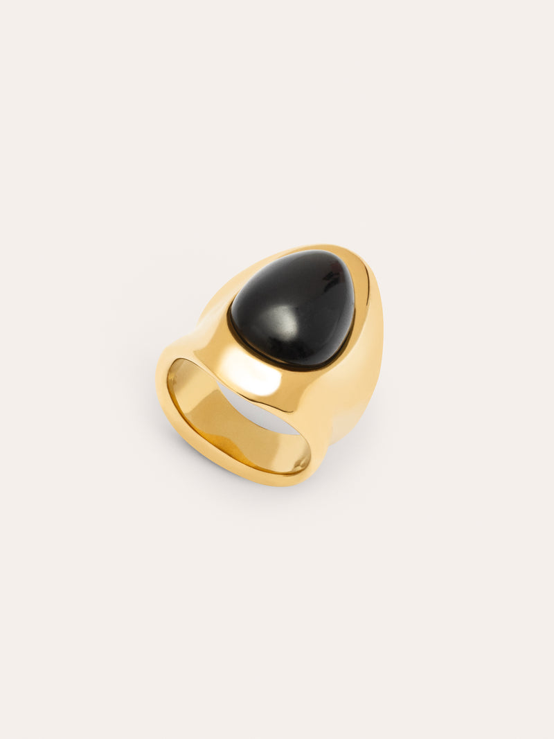 My Maxi Stone Gold-Plated Steel Ring