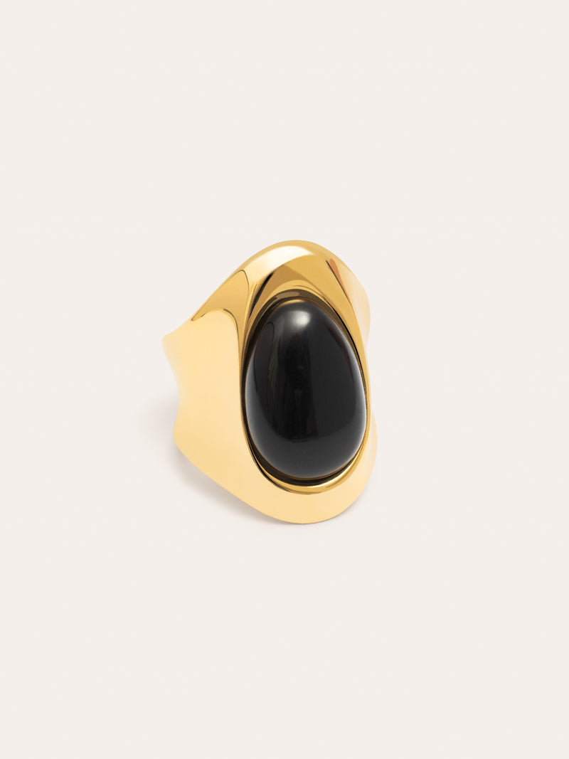 My Maxi Stone Gold-Plated Steel Ring