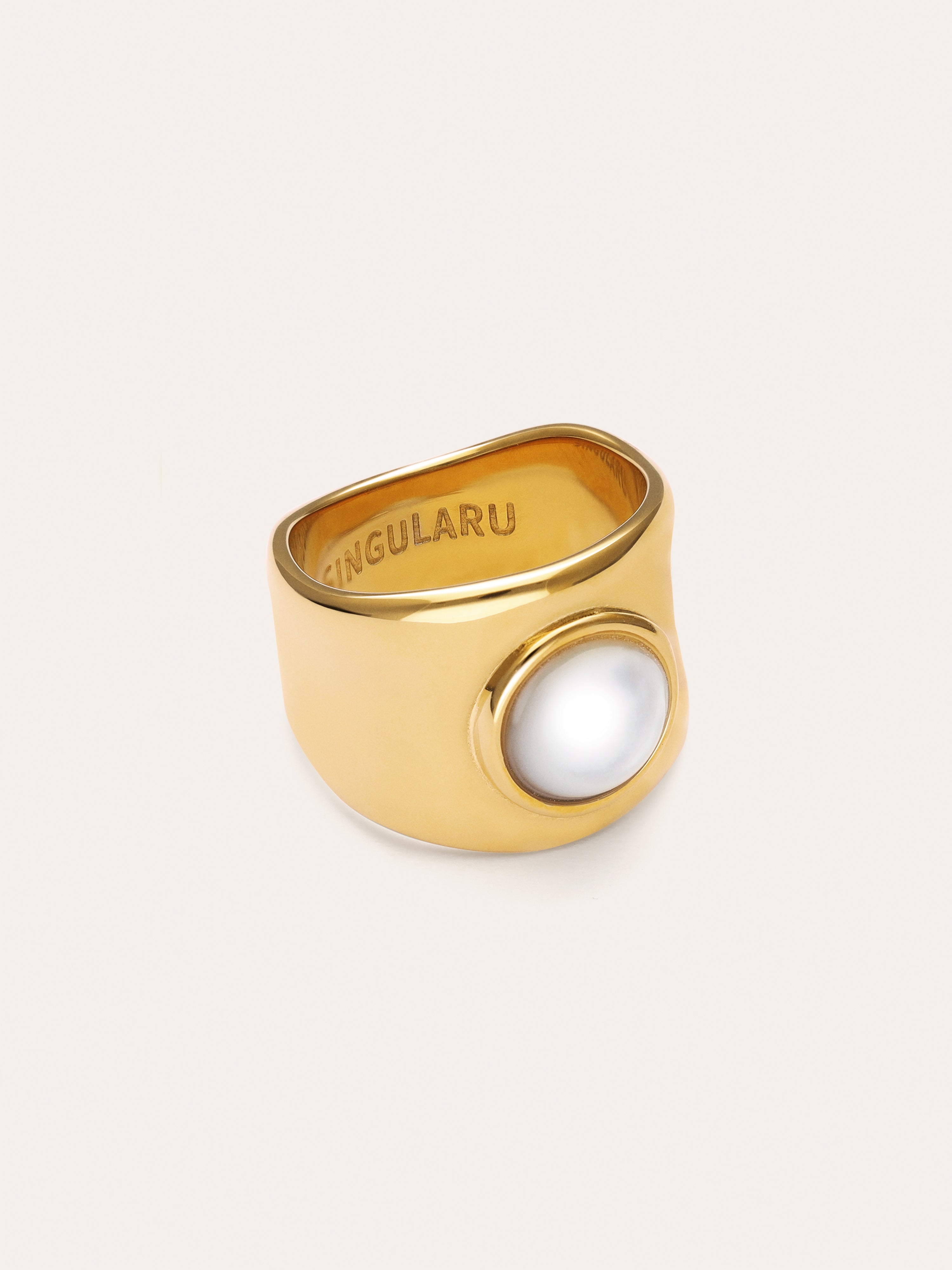 Ring My Nácar Stahl Vergoldet
