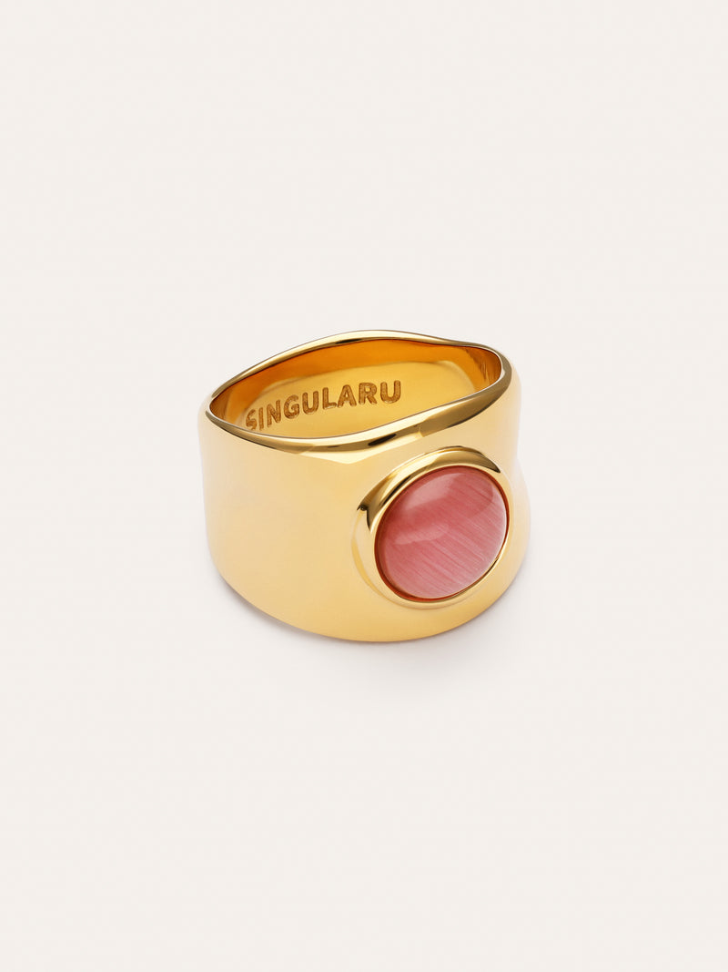 Ring My Pink Stone Edelstahl mit 18kt Goldbeschichtung