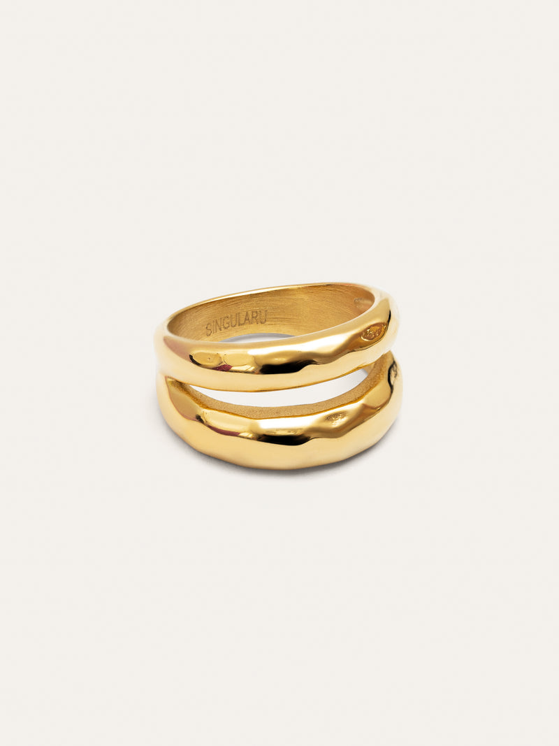 Oceana Ring Edelstahl, vergoldet