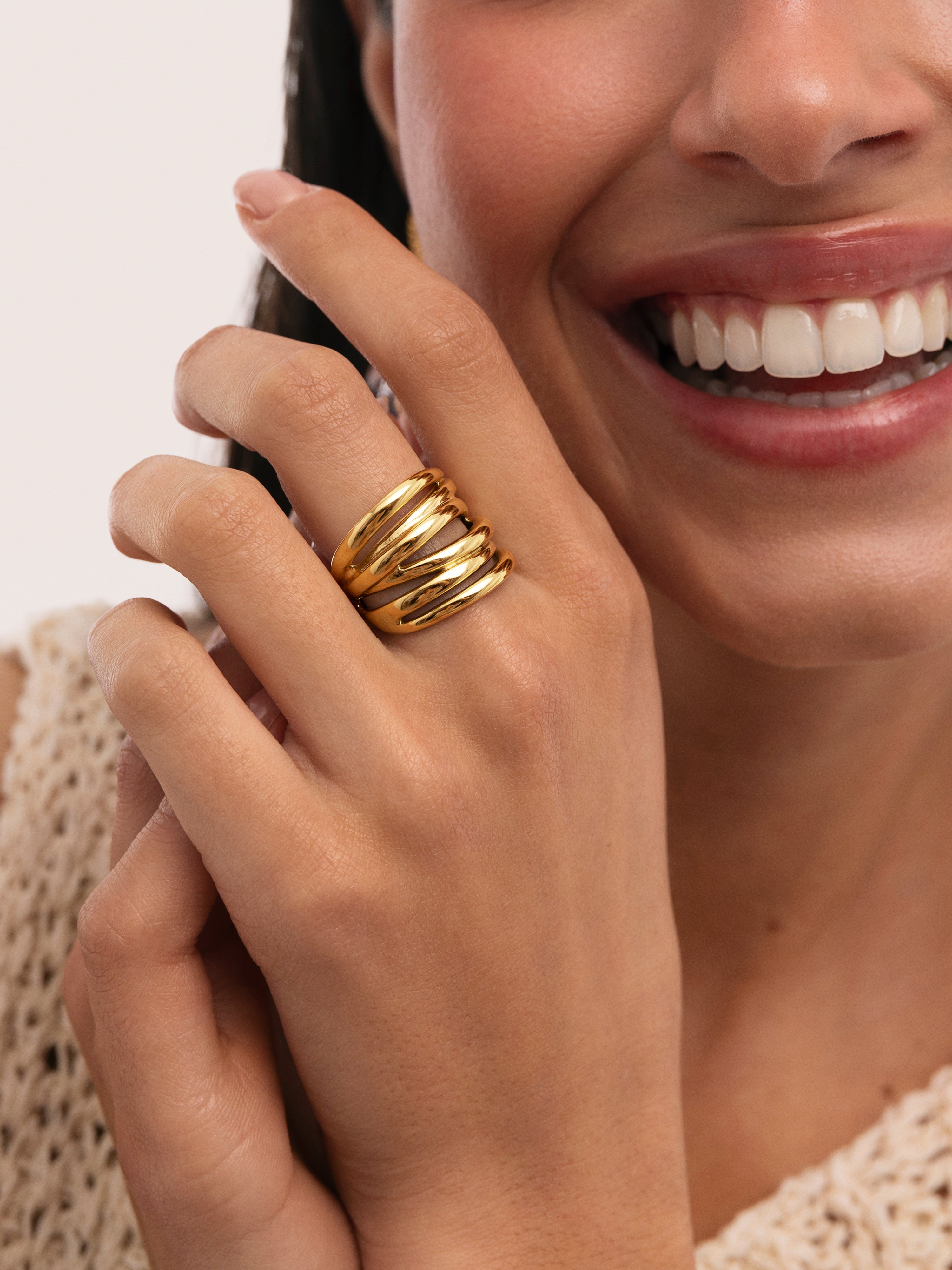 Ring Ondina Edelstahl mit 18kt Goldbeschichtung