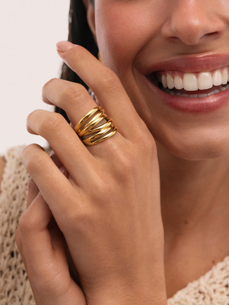 Ring Ondina Staal Verguld met Goud