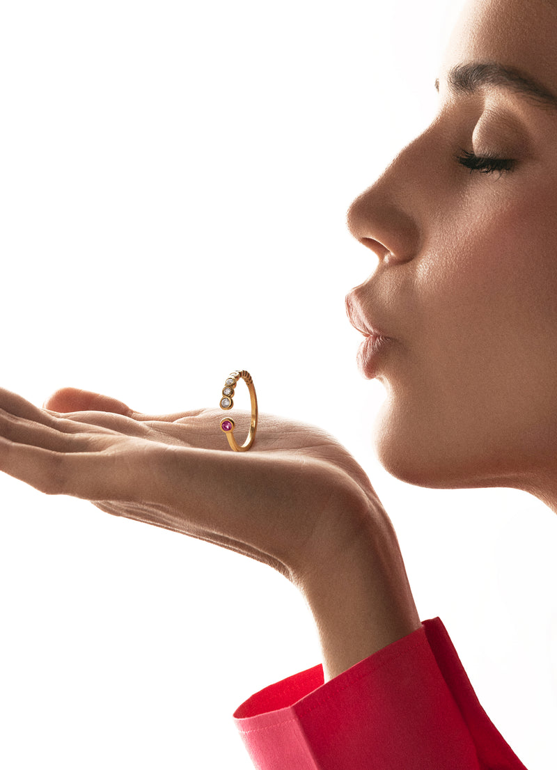 Pebble Ring Rosa Silber, vergoldet