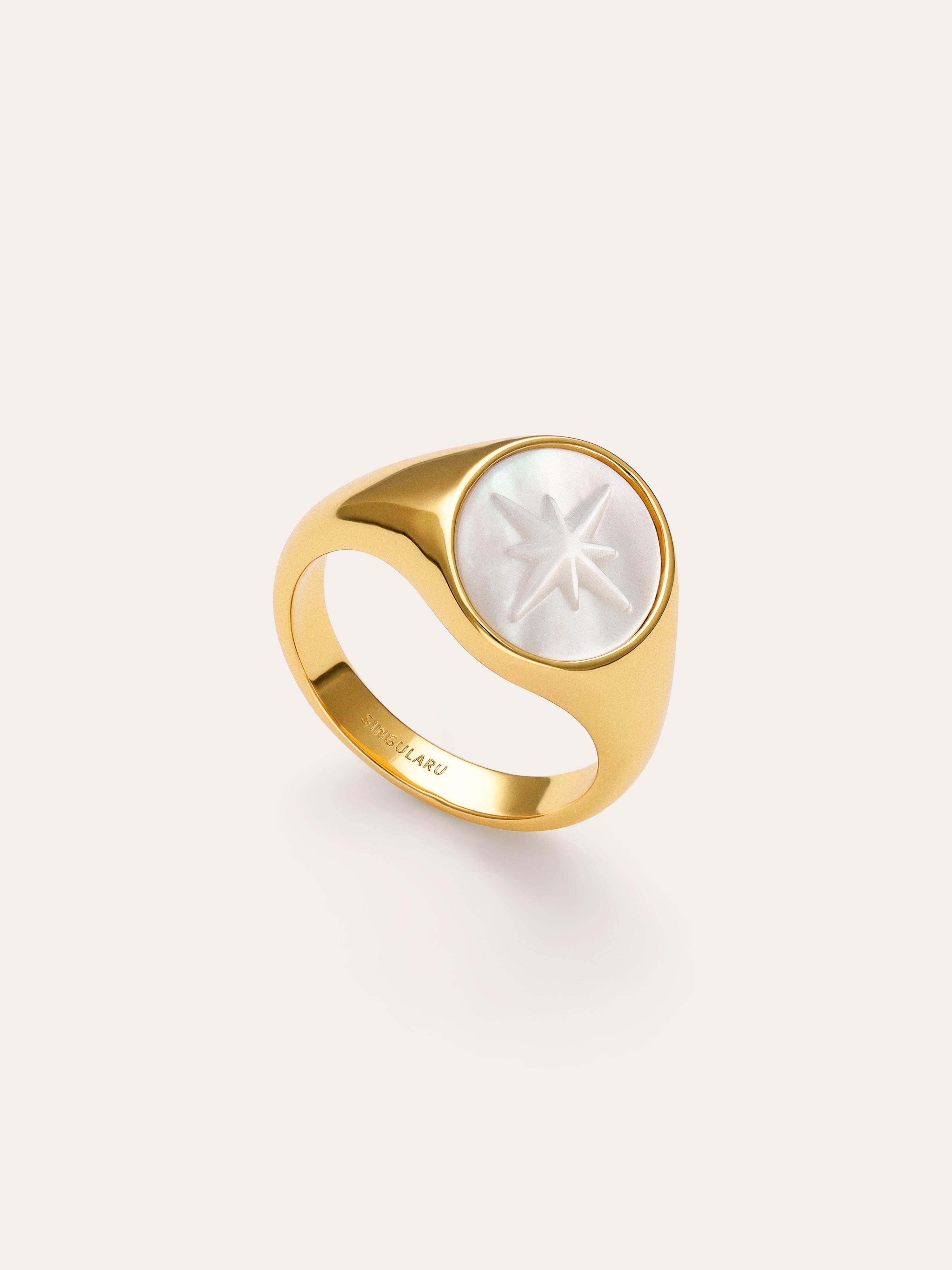 Bague Rose des Vents Nacre Plaqué Or