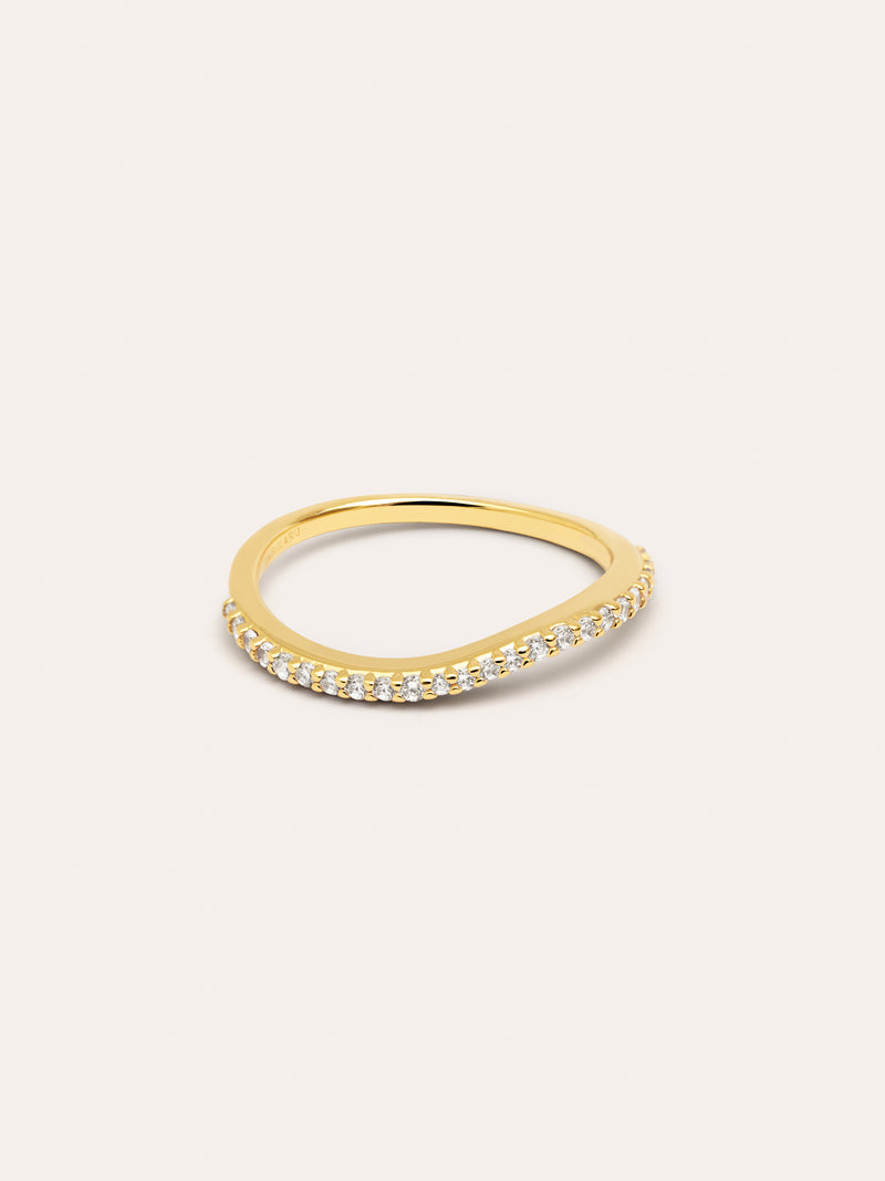 Feiner Scarlett Weiß Ring, vergoldet