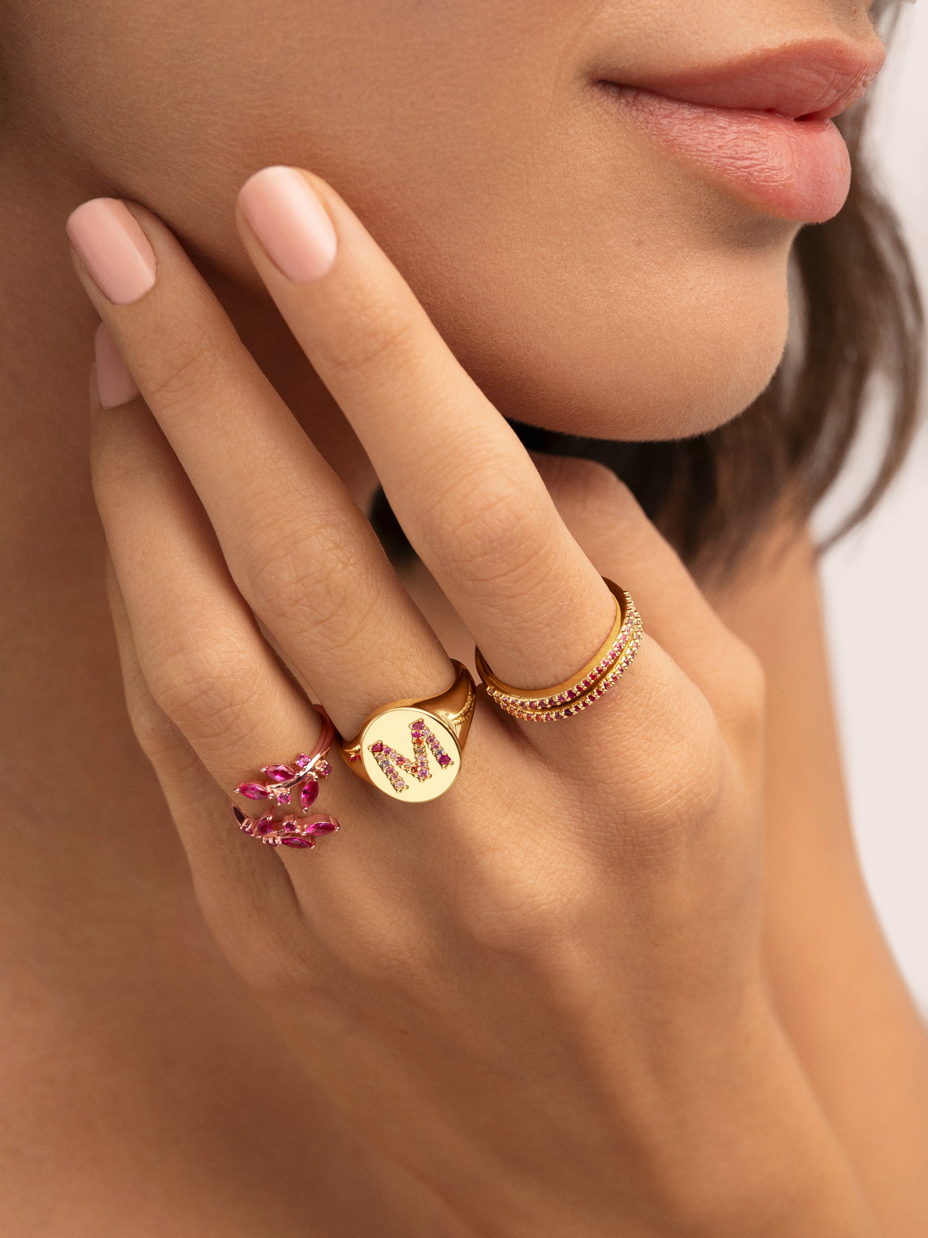 Bague Buganvilla Framboise plaquée or rose