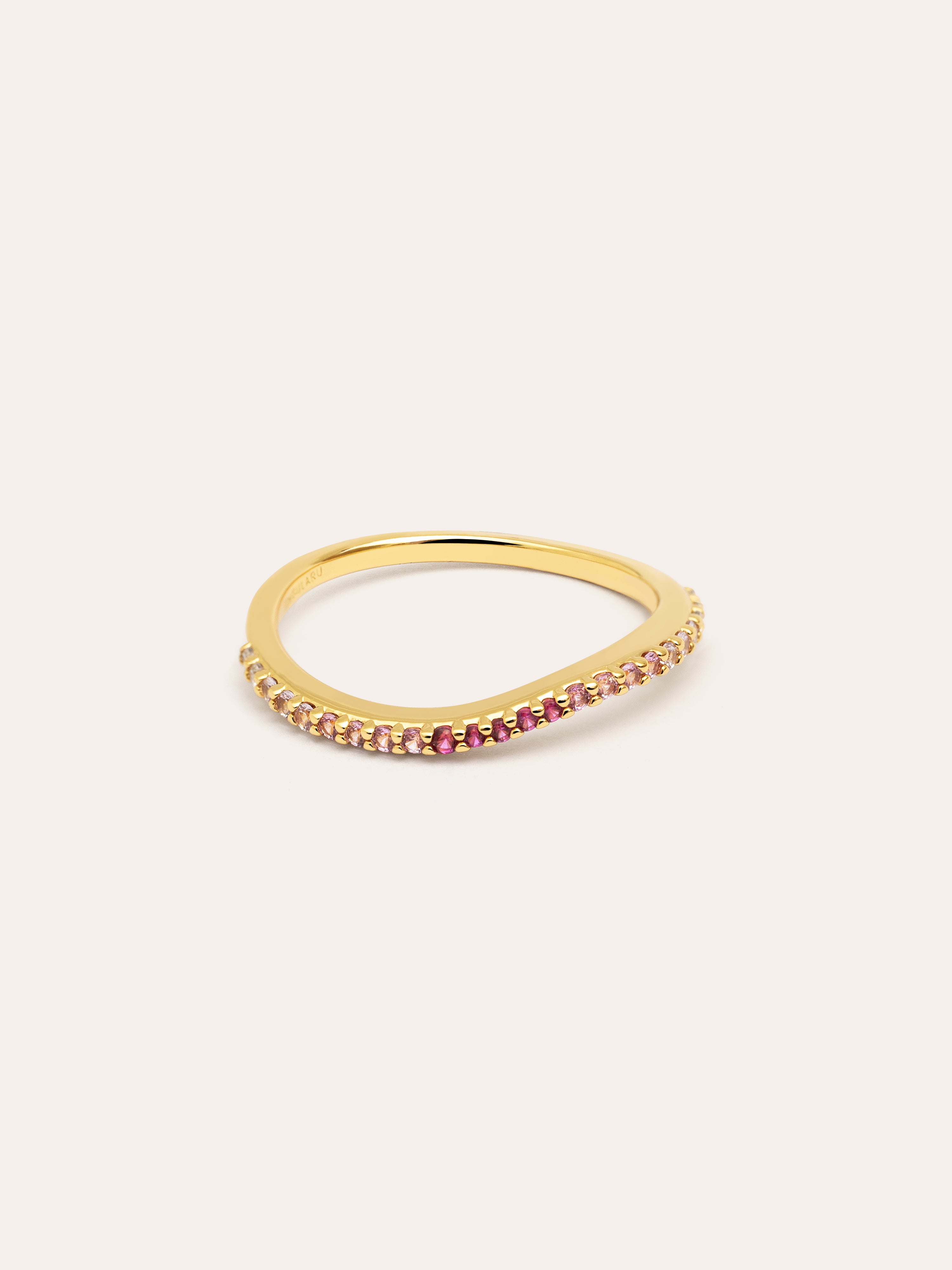 Anillo Fino Scarlett Rosa Baño Oro