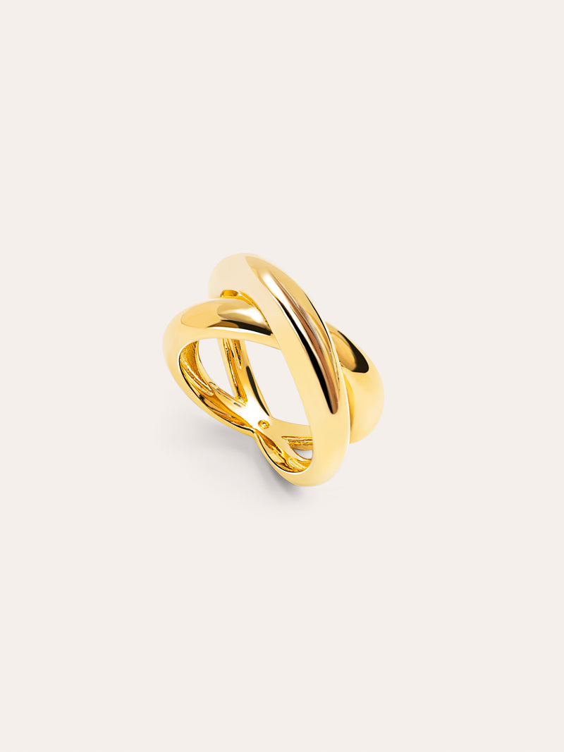 Single Cross Ring, vergoldet
